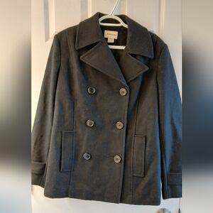 St. John’s Bay Black Wool Pea Coat Size M Double‑Breasted Classic